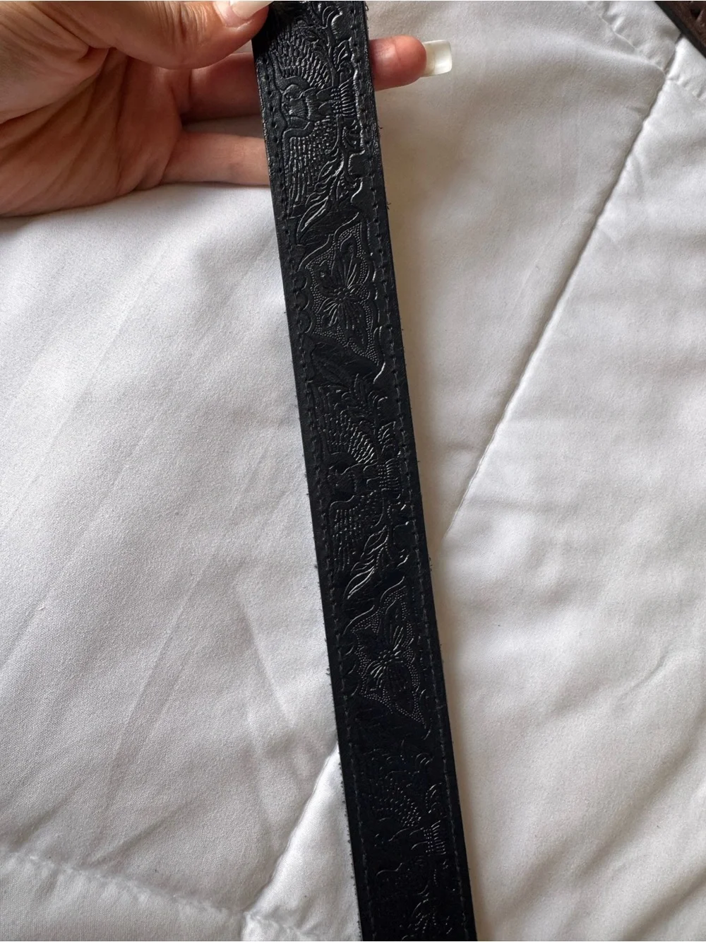 Full Grain Cowhide Black unisex Belt with Silver Buckle